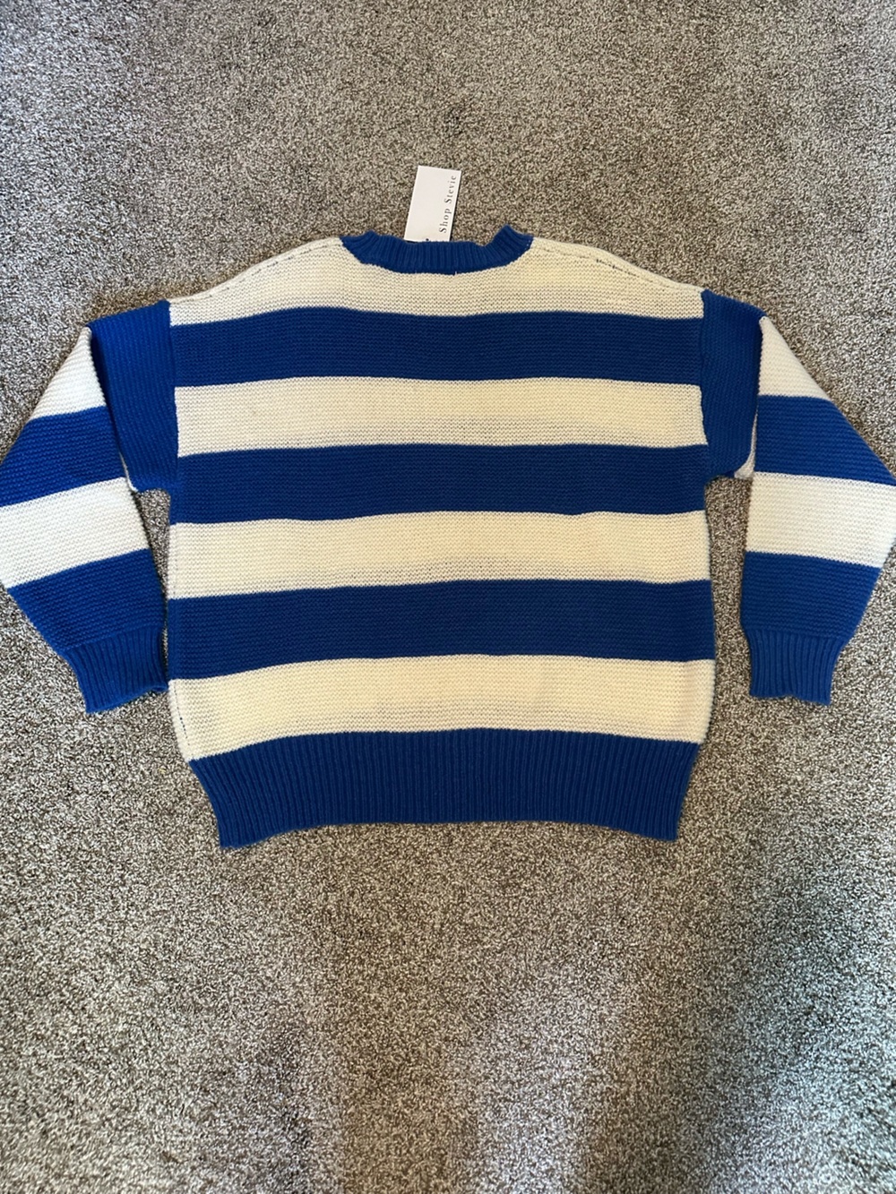 Shop Stevie Blue Striped Sweater NWT - Size Small - Picture 3 of 3
